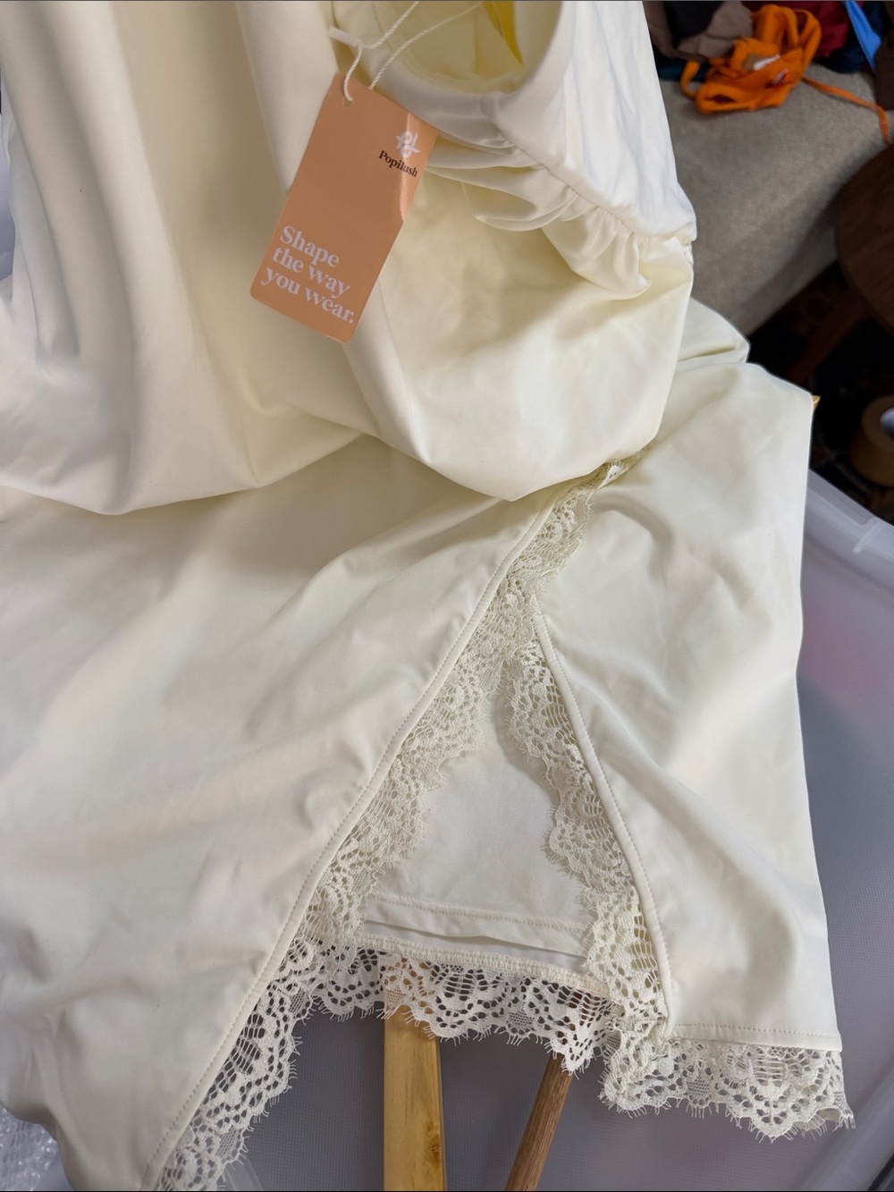 POPILUSH Lace-Trim Midi Pencil Skirt built in Shapewear - Picture 5 of 5